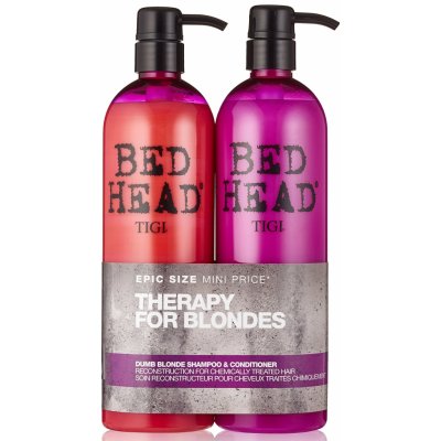 Tigi Bed Head Dumb Blonde šampon 750 ml + Blonde Reconstructor šampon a kondicionér pro poškozené blond vlasy 750 ml dárková sada – Zboží Mobilmania