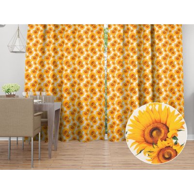 Biante Dekorační závěs PML-102 Slunečnice na bílém 145x150 cm – Hledejceny.cz