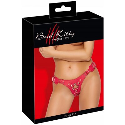 Postroj pro strap on Bad Kitty červený – Zboží Mobilmania