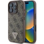 Guess PU 4G Strass Triangle Metal Logo Zadní pro iPhone 16 Pro Brown – Sleviste.cz
