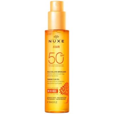 NUXE Sun Tanning Sun Oil SPF50 voděodolný opalovací olej proti tmavým skvrnám a stárnutí pokožky 150 ml – Hledejceny.cz