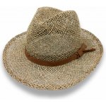 Krumlovanka pánský slaměný Bogart klobouk z mořské trávy s koženou stuhou Fedora P-94174 – Zboží Dáma
