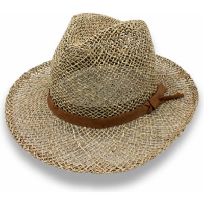 Krumlovanka pánský slaměný Bogart klobouk z mořské trávy s koženou stuhou Fedora P-94174 – Zboží Dáma