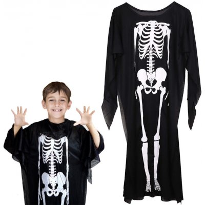 Verk Plášť s kostrou COCO Halloween 90 cm černobílá – Zboží Dáma