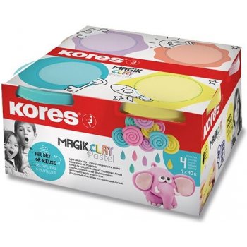 KORES Modelovací hmota MAGIC CLAY PASTEL set 4 barvy á 40g