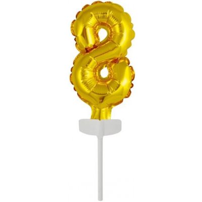 Fóliový balónek zlatý mini zápich do dortu číslo 8 Amscan