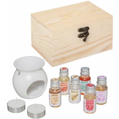 DekorStyle Aroma lampa + 6 vonných olejů v dřevěné krabičce – Zboží Dáma
