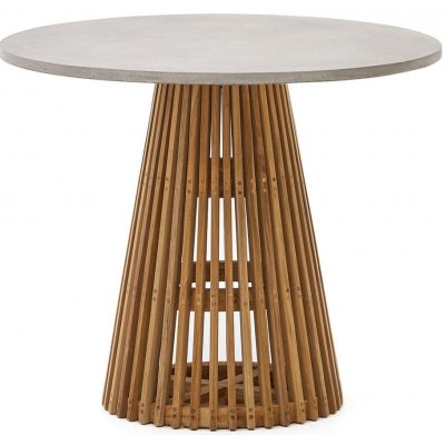 Kave Home Alcaufar 90 cm Teakový zahradní stůl s šedou deskou – Hledejceny.cz