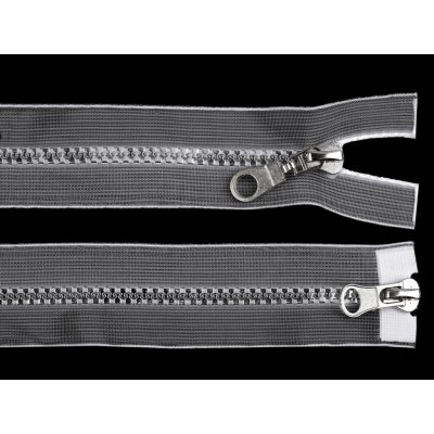 Zip kostěný No 5 dělitelný 2 jezdce / dvoucestný 90 cm transparentní - transparent stříbrná – Zboží Mobilmania