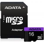 Paměťová karta ADATA Micro SDHC 16GB UHS-I U1+adaptér (AUSDH16GUICL10-RA1)