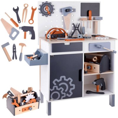 JOKO Velká dřevěná dílna s nářadím a kufříkem pro malé kutily – Zbozi.Blesk.cz