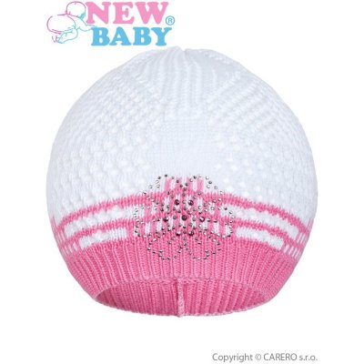 NEW BABY Pletená čepička New Baby kytička růžová – Zboží Dáma