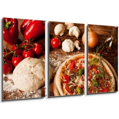 Obraz 3D třídílný - 90 x 50 cm - Pizza pizza vegetarián hlavní jídlo dne – Zbozi.Blesk.cz