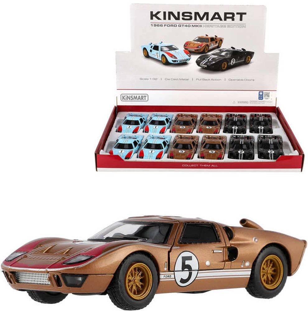 KINSMART Auto Ford GT40 MKII Herit 1966 kov PB 13cm 3 barvy 1:32