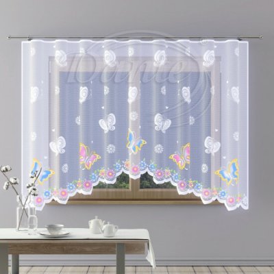 Dětská záclona KYTIČKY A MOTÝLCI oblouk - 150 x 300 cm – Sleviste.cz
