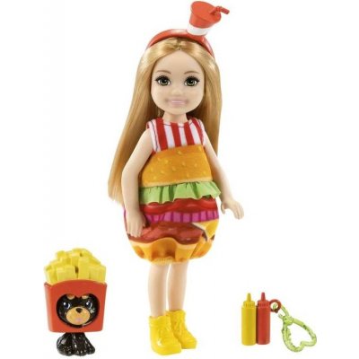 Mattel Barbie Chelsea v kostýmu Hamburger s pejskem GRP69