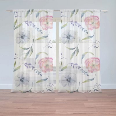 Sablio Záclony Letní květy: 2ks 150x250cm – Hledejceny.cz