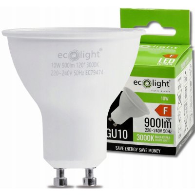 ECOLIGHT LED žárovka GU10 - 10W - 900lm - 3000k - teplá bílá – Zboží Živě