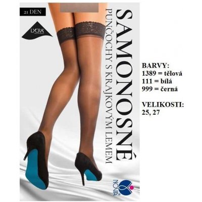 Novia Punčochy elastické samonosné s krajkou C04 tělová – Zboží Dáma