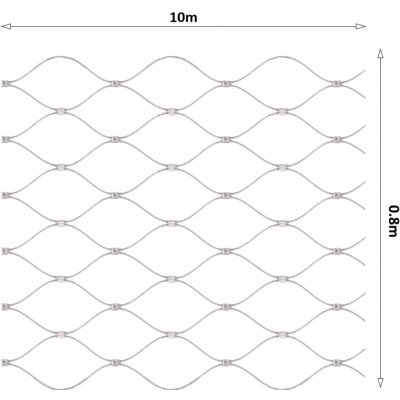 nerezová lanková síť, 0,8m x 10m (šxd), oko 50x50 mm, tloušťka lanka 2mm, AISI316, síť neni ukončena okami pro provlečení lanka (V nerozloženém stavu má síť 11,64m) – Zboží Mobilmania