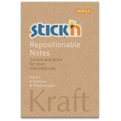 StickN KraftNotes 76 × 51 mm, 100 listů, samolepicí, přírodní, z recyklovaného papíru, blok na poznámky 21638 – Hledejceny.cz