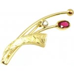 Šperky-NM zlatá brož s rubínem 028 – Zboží Dáma