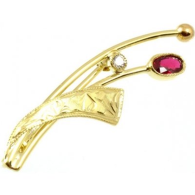 Šperky-NM zlatá brož s rubínem 028 – Zboží Dáma