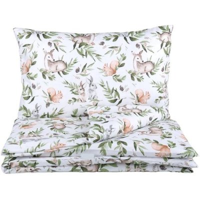 EliNeli povlečení Lesní Zvířátka zelené 100 x 135 cm – Zboží Dáma
