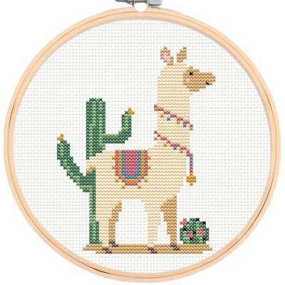 kpomalovani.cz Sada na jednoduché křížkové vyšívání lama s kaktusy – Sleviste.cz