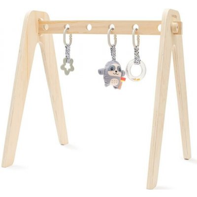 New Baby Dětská edukační dřevěná hrazdička s hračkami Béžová – Zboží Dáma