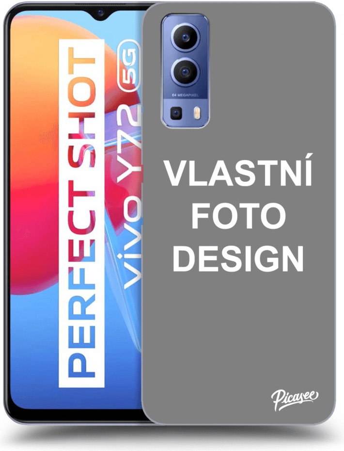 Pouzdro Picasee silikonové Vivo Y72 5G - Vlastní design/motiv černé
