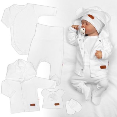 Baby Nellys Bavlněná souprava pro miminko do porodnice 5D, Made with love bílá – Zboží Dáma