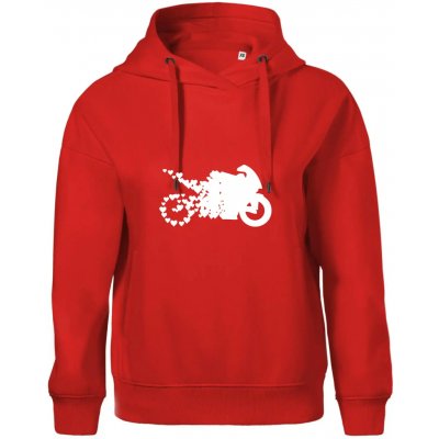 Moto love Oversized mikina dámská Moon kratší + širší Červená – Zboží Mobilmania