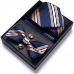 Set George Kravata motýlek manžetové knoflíčky kapesníček modrá – Hledejceny.cz