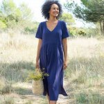 Mušelínové midi šaty indigo – Zboží Mobilmania