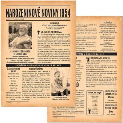 Narozeninové noviny 1954 – dvoustranné nebo jednostranné – Zboží Mobilmania