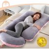 Kojicí  polštář Topchances Bavlněný těhotenský polštář 57palcový celotělový polštář Comfort U Shaped Pillow Extra Large Šedá+Růžová