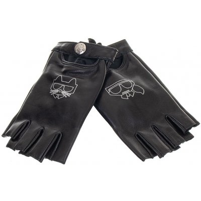 Karl Lagerfeld dámské kožené rukavice Kocktail bez prstů černé