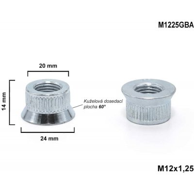 Vložka se závitem M12x1,25 mm kužel do rozšiřovacích podložek Ø 20 mm, výška 14 mm M1225GBA | Zboží Auto