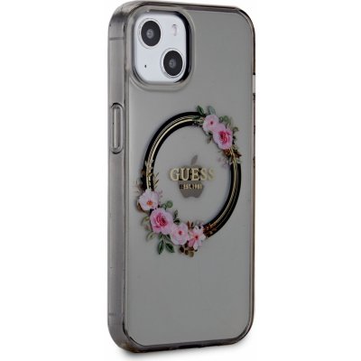 Guess PC/TPU Flowers Ring Glossy Logo MagSafe Apple iPhone 13 Pro černé