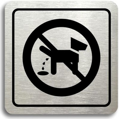 Accept Piktogram "zákaz venčení zvířat" (80 × 80 mm) (stříbrná tabulka - černý tisk) – Zboží Mobilmania