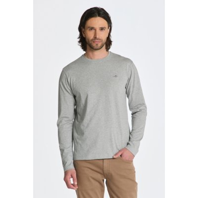 Gant tričko REG SHIELD LS T-SHIRT šedá – Zboží Mobilmania