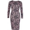 Dámské šaty Clubl Womens Lace Print Crepe Midi Dress Pink