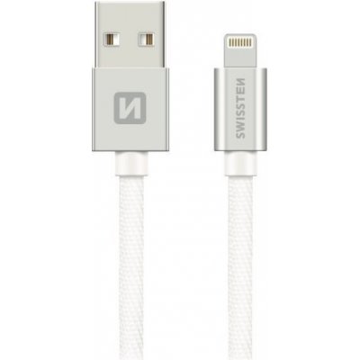 Swissten 71524303 USB 2.0 typ A na Lightning, USB 2.0, zástrčka A - zástrčka Lightning, MFi, opletený, 2m, stříbrný – Zboží Mobilmania