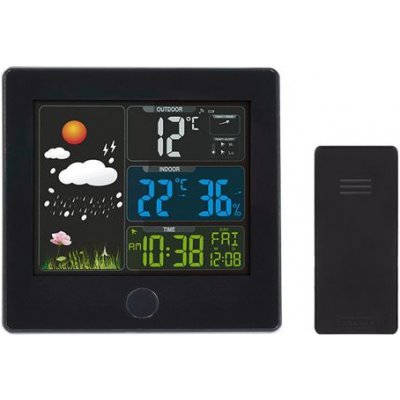 Maják Solight meteostanice, barevný LCD, teplota, vlhkost,RCC, černá – Zboží Mobilmania