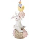 Clayre & Eef Dekorace bílý králík na vajíčku držící kuřátko - 8*6*19 cm – Hledejceny.cz