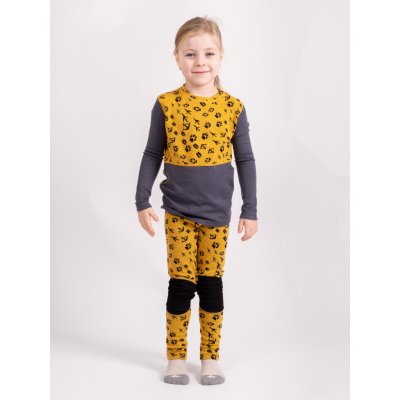 Unuo Dětské merino legíny Nature Hořčicová Lesní stopy – Zboží Mobilmania