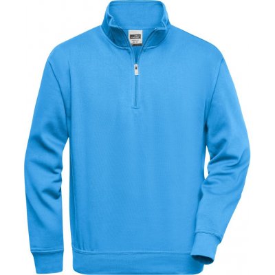 JAMES & NICHOLSON Workwear Half Zip Sweat JN831 Modrá Aqua – Zbozi.Blesk.cz