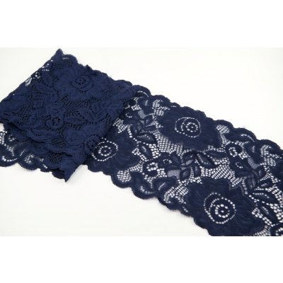 Elastická krajka - tmavá modrá - šířka 14 cm – Zboží Dáma Elastická krajka - tmavá modrá - šířka 14 cm – Zboží Dáma