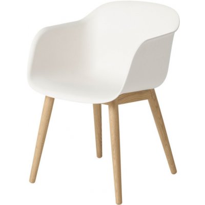 Muuto Fiber Armchair Wood Base bílá / dub